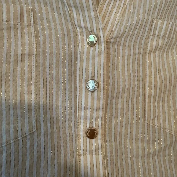 Anne Klein Gold and Cream Striped Top - Picture 7 of 9